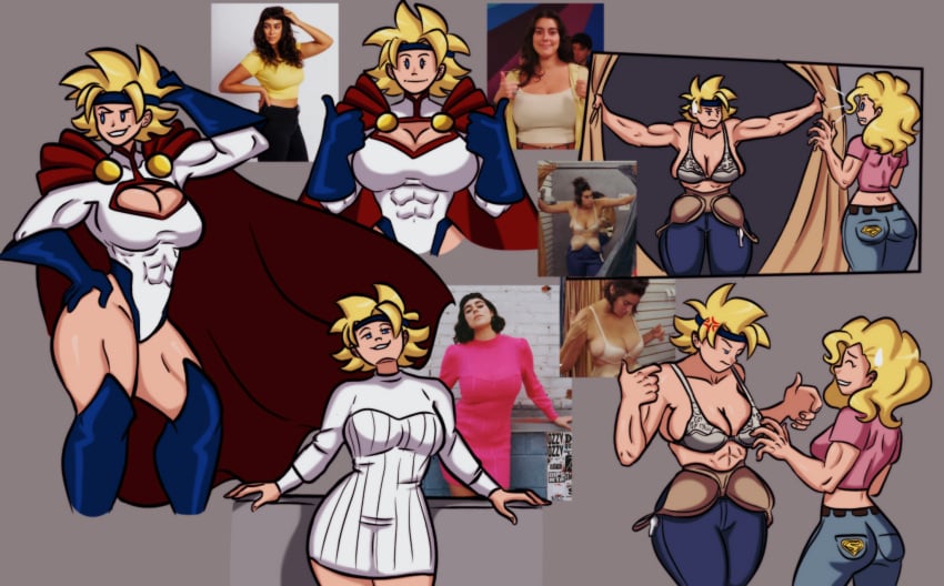 areola_slip big_thighs big_tits blonde_female blonde_hair blue_eyes boob_window bra busty changing_room cleavage dc dc_comics female female_focus female_only huge_breasts ill_fitting_clothing kara_danvers kara_zor-el kara_zor-l karen_starr leotard muscular_female power_girl real_person reference_image smosh supergirl superman_(series) tight_clothing vigilante_ink