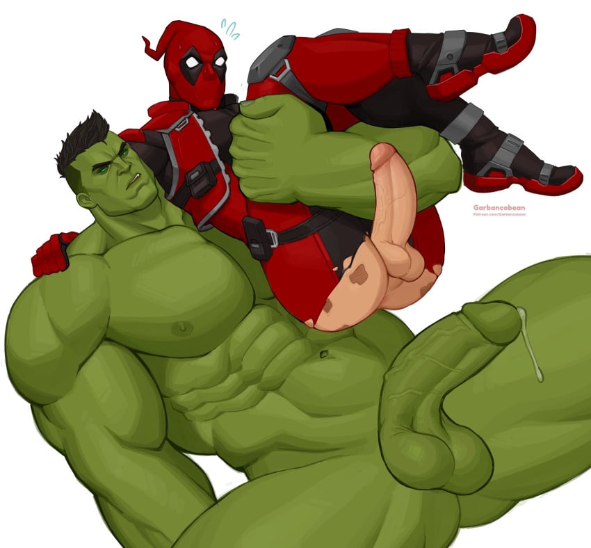 bara big_penis boner cock deadpool deadpool_(marvel_rivals) dick erection garbancobean gay green_skin hulk hulk_(marvel_rivals) male male_only marvel marvel_rivals mask masked masked_male muscular muscular_male penis precum size_difference