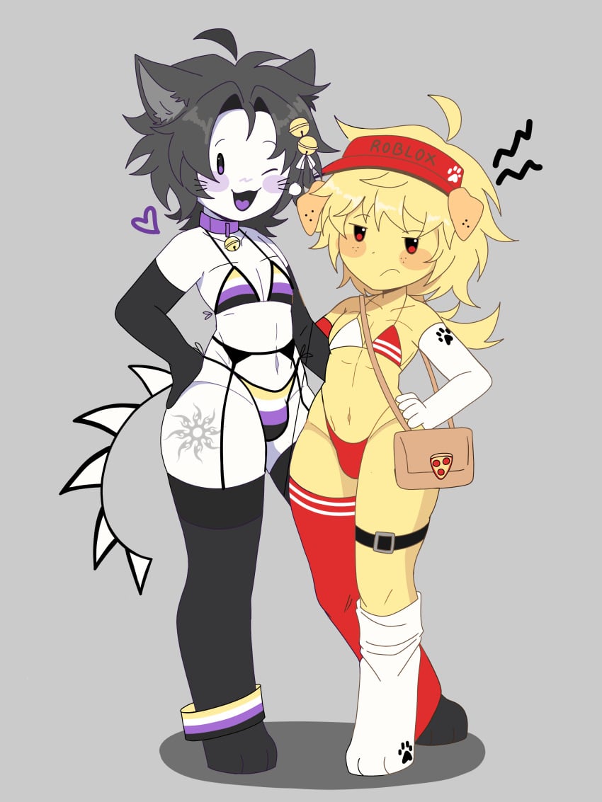 bikini bulge couple elliot_(forsaken) femboy forsaken forsaken_(roblox) friends gay non_binary roblox_game self_upload two_time_(forsaken)
