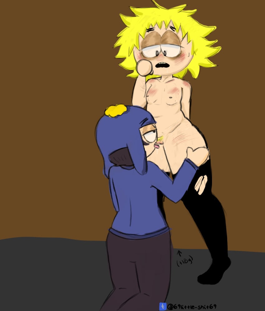 black_fur black_hair black_stockings blowjob craig_tucker craig_x_tweek creek cuntboy intersex male_pubic_hair south_park tweek_tweak tweek_x_craig yellow_fur yellow_hair