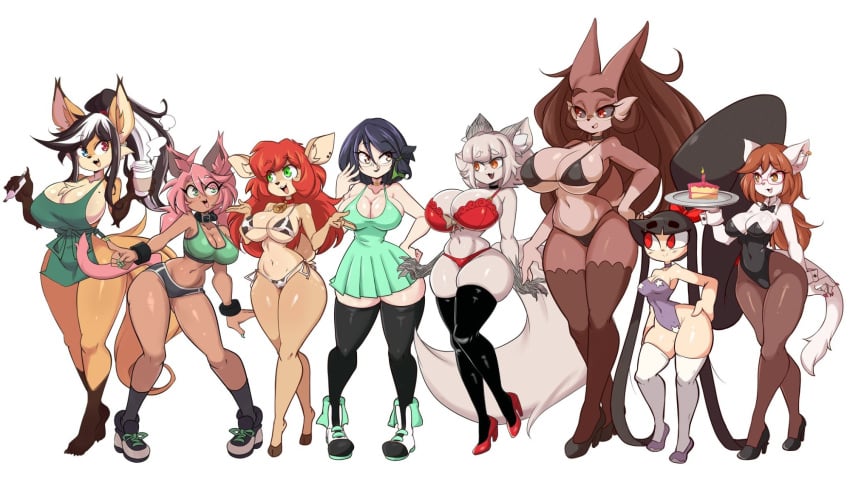 big_breasts braixen breasts cleavage cow_print elizabeth_fox felis_(lucyfercomic) female furry gaghiel_(diives) huge_breasts lucyfercomic nikki_(lucyfercomic) pokemon pokemon_(species) tagme thick_thighs wide_hips