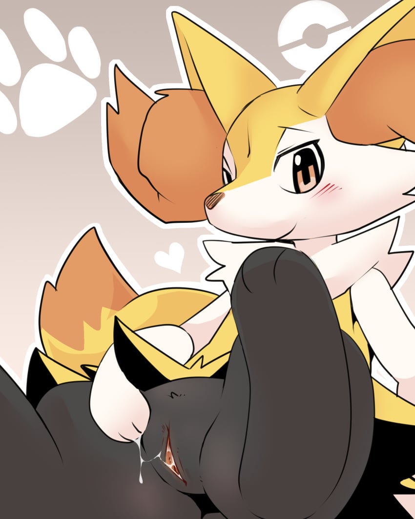 2024 3_fingers anthro biped black_body black_fur blush blush_lines bodily_fluids braixen canid canine cheek_tuft digital_media_(artwork) dipstick_tail eyebrows facial_tuft female female_anthro fingers fur generation_6_pokemon genital_fluids genitals heart_symbol hi_res looking_at_viewer mammal markings multicolored_body multicolored_fur nintendo nude nude_anthro nude_female orange_nose orange_tail_tip outline pointy_ears pokemon pokemon_(species) presenting_pussy presenting_vulva pu_sukebe pussy smile solo spread_legs spreading tail tail_markings thin_eyebrows tuft vaginal_fluid_string vaginal_fluids vulva white_body white_fur white_outline yellow_body yellow_fur yellow_tail