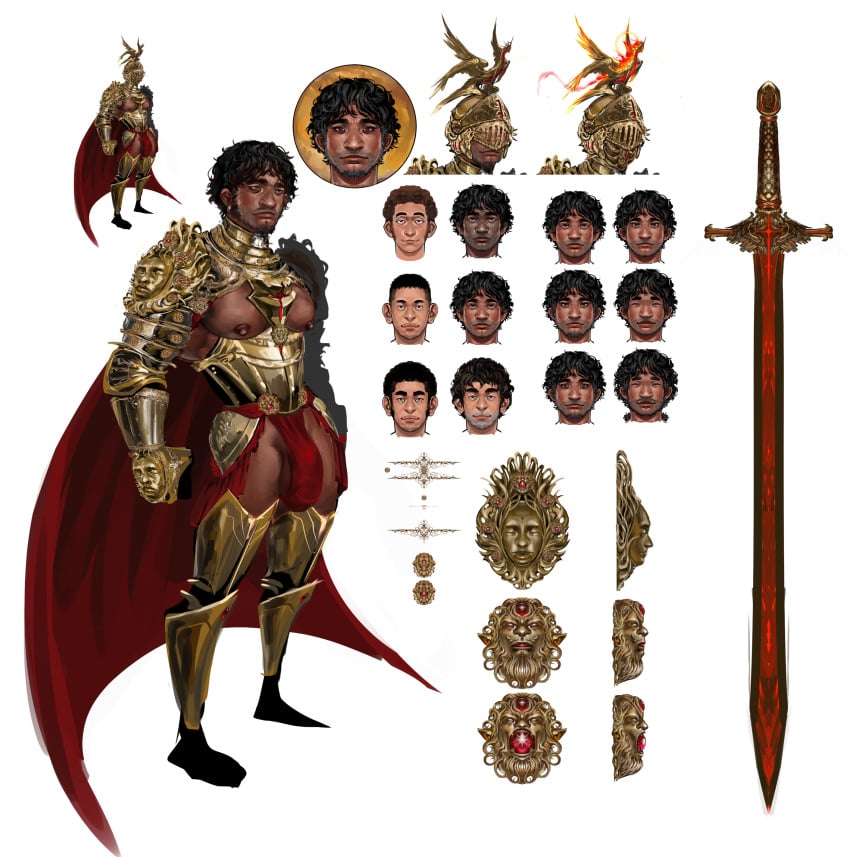 armor body_hair brown_skin bulge concept_art dnd dnd_character erotic_armor fantasy holy_man indian_male male_only paladin solo_male zenpei