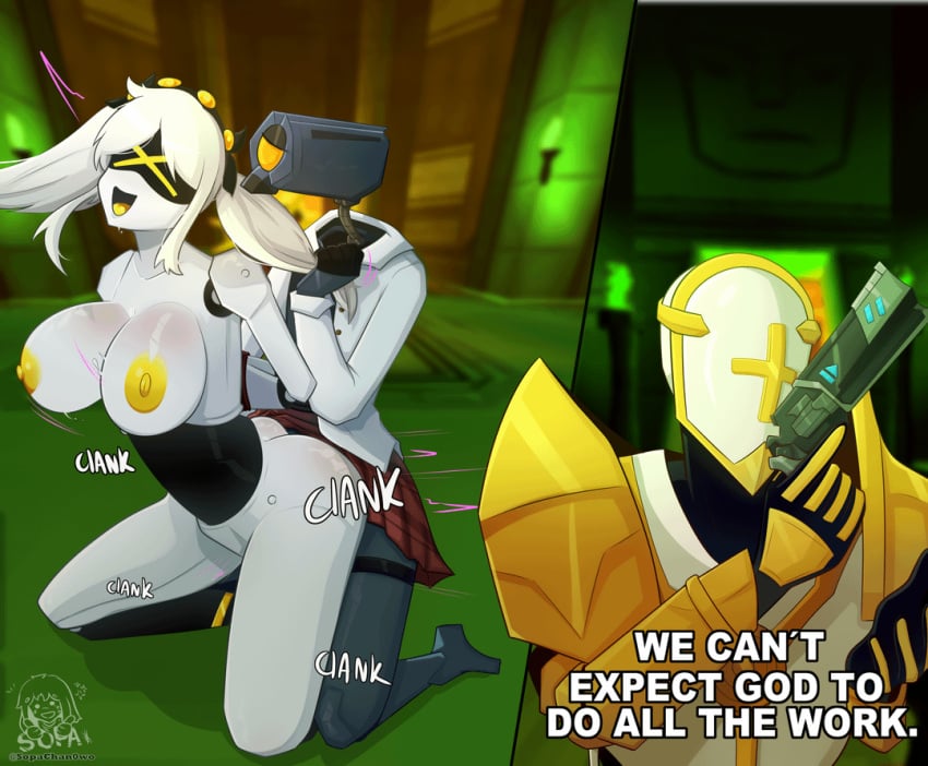 gabriel_(ultrakill) j_(murder_drones) mirage_(ultrakill) murder_drones sopa-chan tagme ultrakill yuri