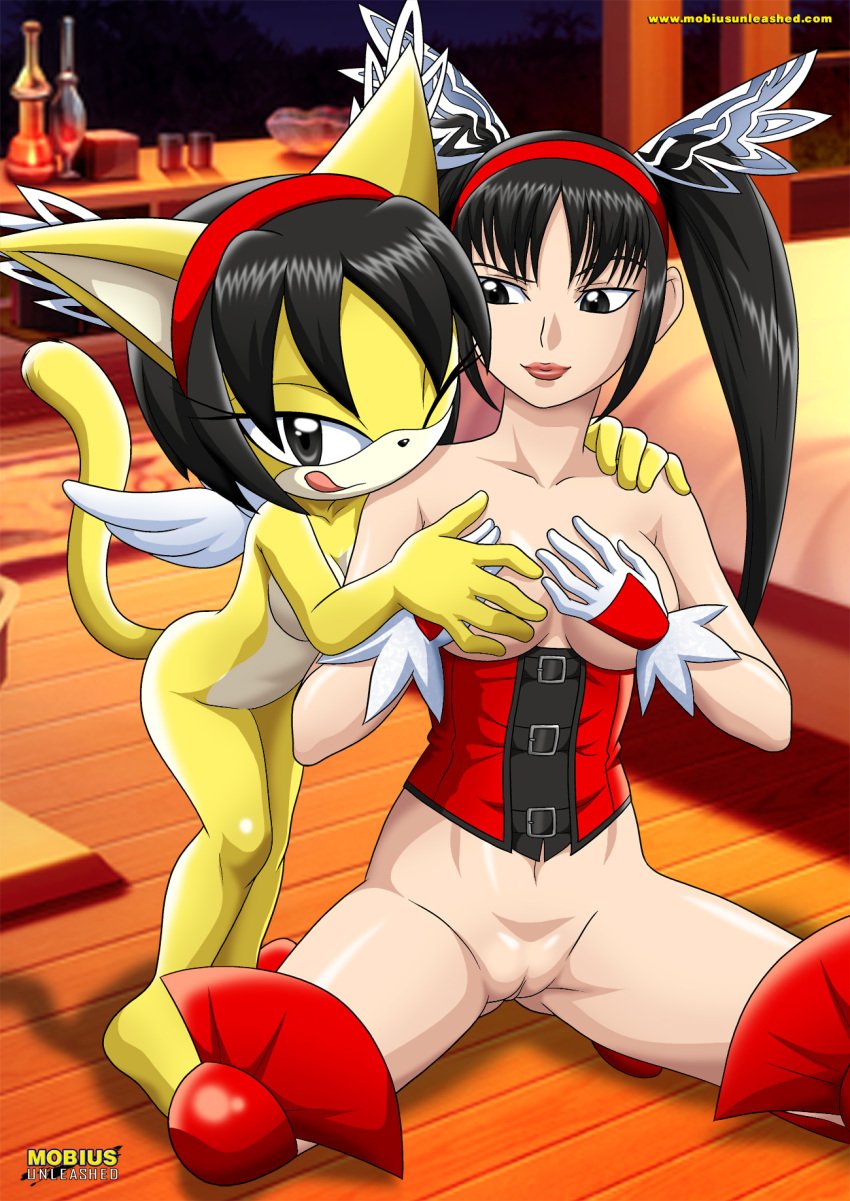 2girls anthro breasts fighting_vipers furry fursona honey_(fighting_vipers) honey_the_cat looking_at_viewer mobius_unleashed nude sega sonic_(series) vagina