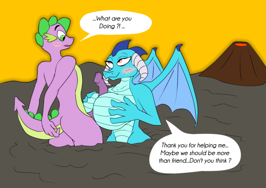 anthro dragon female friendship_is_magic male mud my_little_pony no outercourse paizuri pony princess_ember_(mlp) quicksand royalty scalie smooth_skin spike_(mlp) straight wam