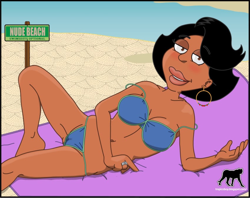 1girls beach big_breasts bikini dark-skinned_female dark_skin donna_lou_retten_tubbs-brown donna_tubbs family_guy female female_only milf solo the_cleveland_show tropicoboy