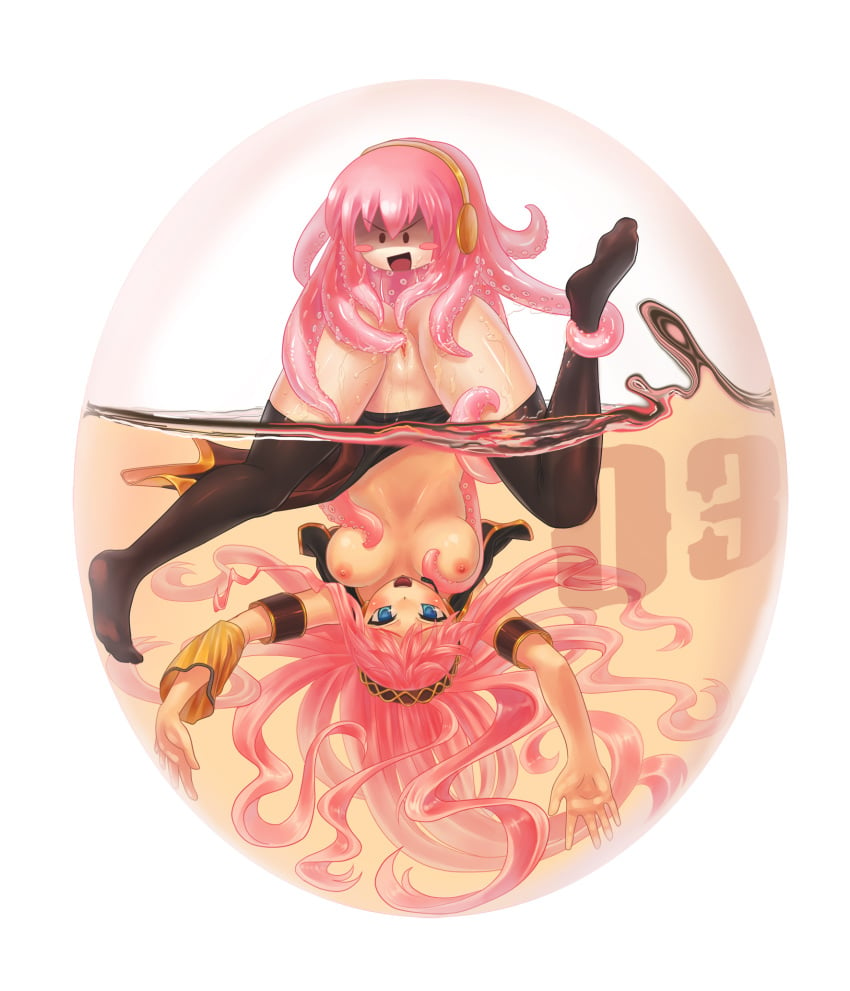 ass blush breast_grab breasts cum egg evil_grin evil_smile female grin happy_sex headphones highres large_breasts long_hair megurine_luka microphone multiple_girls nipples open_clothes open_mouth pink_hair selfcest sex smile spread_legs takoluka tamachan_(pixiv) tentacle tentacle_head tentacle_on_female thighhighs uncensored vaginal_penetration vocaloid yuri