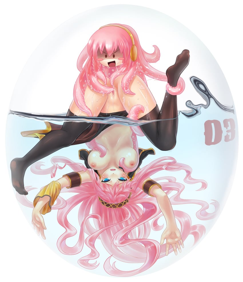 ahe_gao asphyxiation ass black_legwear blue_eyes blush breast_grab breasts drowning egg evil_grin evil_smile female fucked_silly grin headphones highres large_breasts legs long_hair megurine_luka microphone multiple_girls nipples open_clothes open_mouth pink_hair selfcest sex smile spread_legs submerged takoluka tamachan_(pixiv) tentacle tentacle_on_female thighhighs uncensored underwater upside-down vaginal_penetration vocaloid yuri