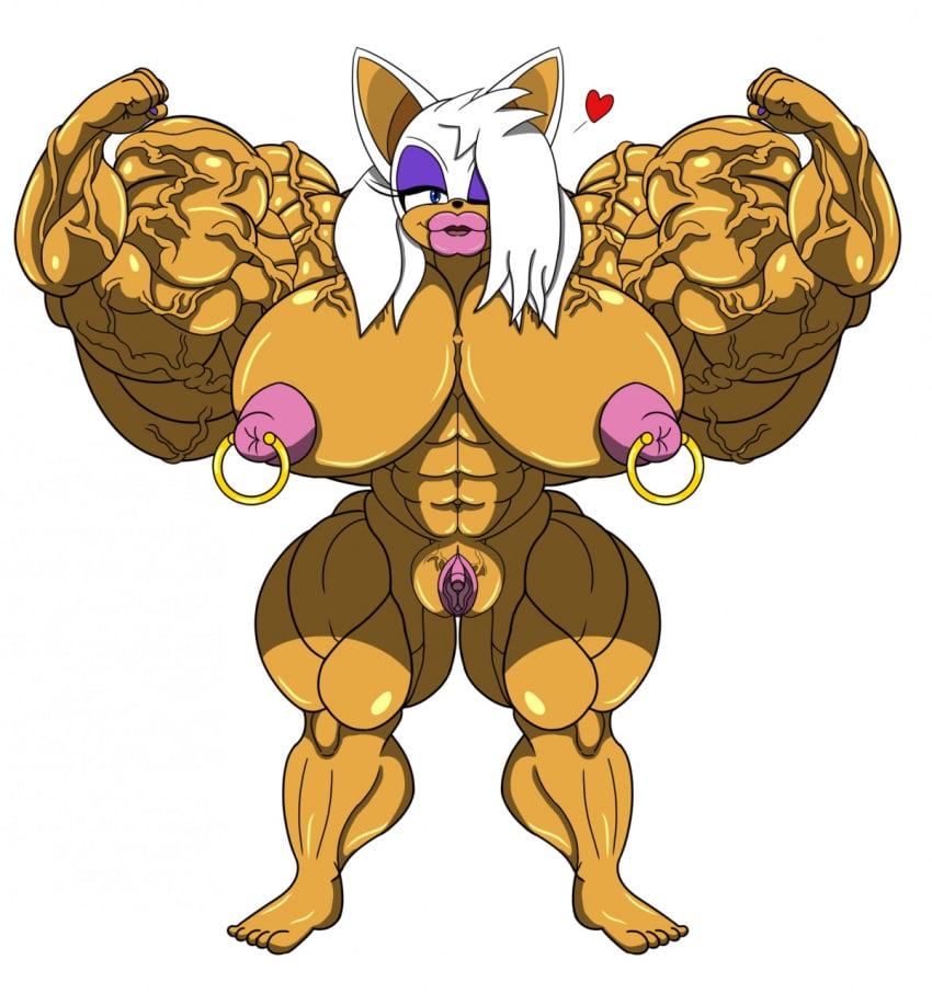 2020 anthro areola bat big_breasts big_muscles big_pussy breasts erect_nipples eyeshadow feet female flexing genitals growth hair heart_symbol hi_res huge_breasts huge_muscles humanoid_feet hyper hyper_breasts hyper_muscles lips makeup mammal muscle_growth muscular muscular_female nipple_piercing nipples one_eye_closed piercing plantigrade purple_eyeshadow pussy pyrohawk rouge_the_bat sega simple_background solo sonic_(series) sonic_the_hedgehog_(series) story story_in_description tagme tan_body tan_skin thick_lips vein veiny_muscles veiny_pussy white_background white_hair