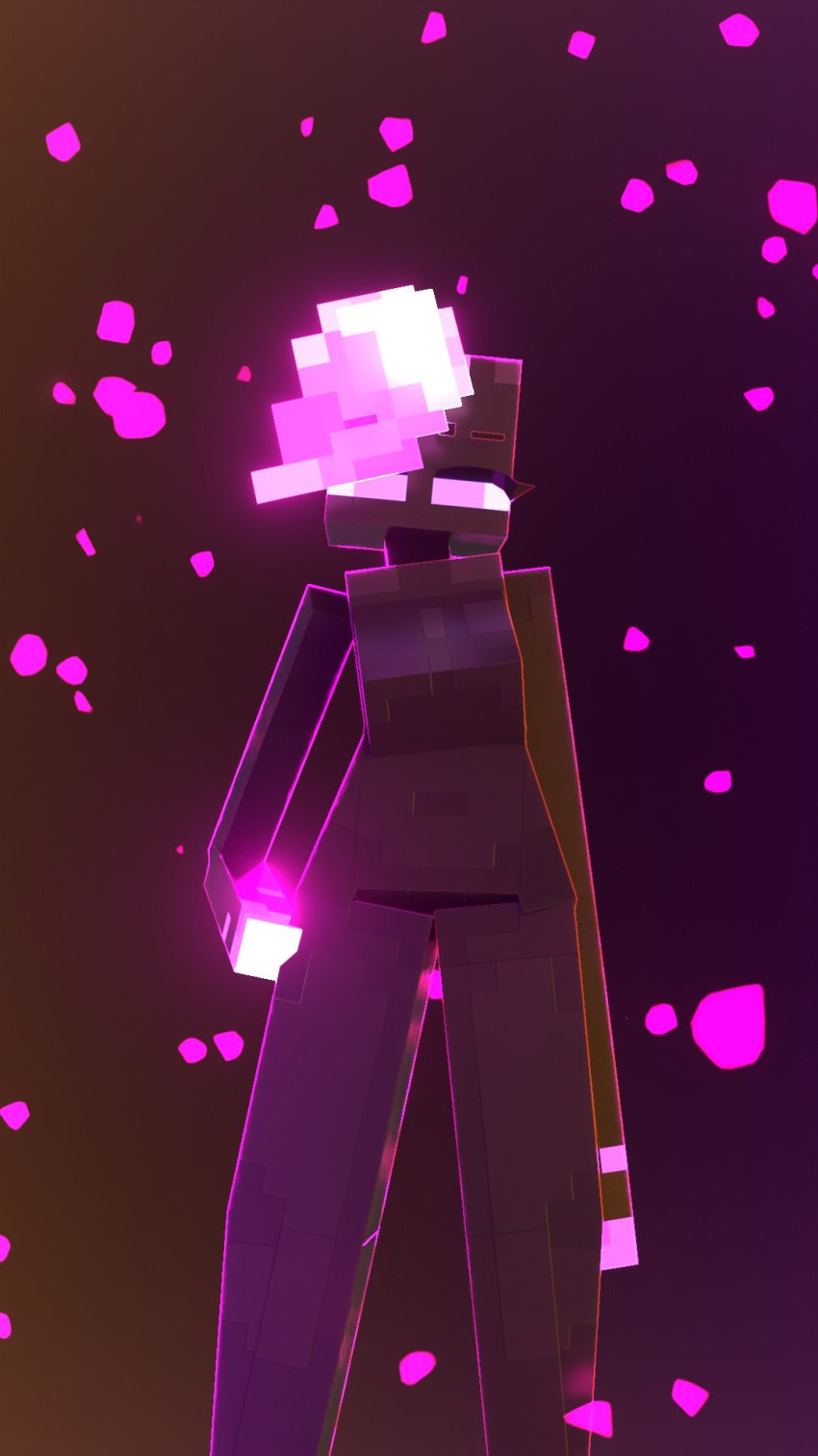 breasts dark_skin duobin enderman enderwoman eyeliner female glowing_eyes glowing_hair glowing_hands microsoft minecraft minecraft_trailer_edges_highlights mojang open_eyes wide_hips