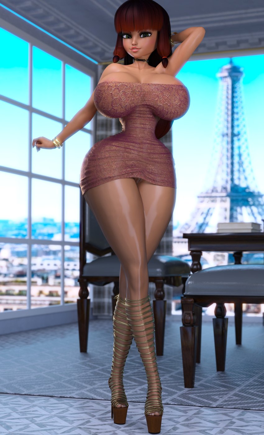 3d big_breasts clothing high_heels lila_rossi miraculous_ladybug platform_heels ruidx solo_female voluptuous voluptuous_female