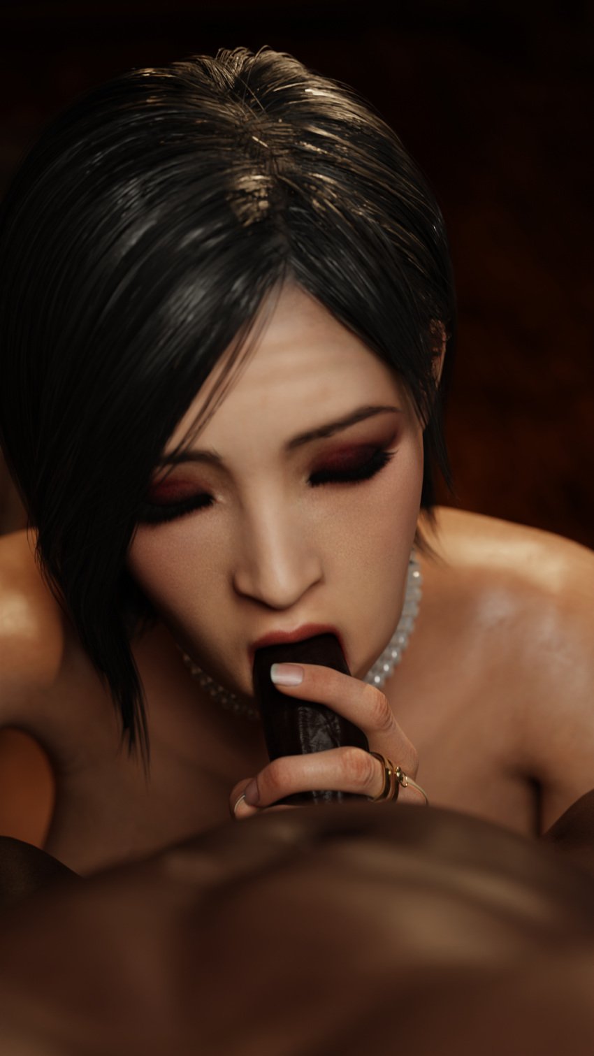 1boy 1girls 2024 3d :>= ada_wong ada_wong_(adriana) asian asian_female biohazard black_hair blowjob blowjob_face bra brown_eyes clothed clothed_female crimsonludus dark-skinned_male dress_lift duo erect_penis eyeliner female_focus female_penetrated gloves half_gloves hands_around_penis just_the_tip kneeling kneeling_on_ground lace_bra lipstick long_sleeves looking_at_viewer male/female oral penis_in_mouth pov_shot resident_evil_2 resident_evil_2_remake resident_evil_4 resident_evil_4_remake retracted_foreskin short_hair shoulder_holster straight straight_sex sweater_dress veiny_penis