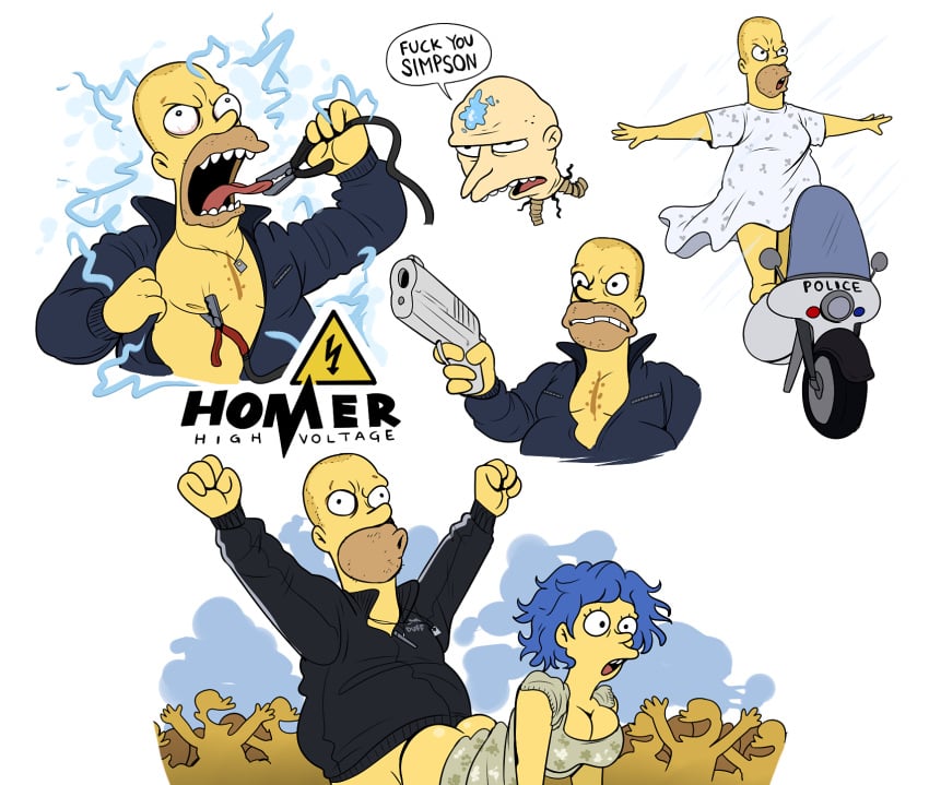 20th_century_studios accurate_art_style artstyle_imitation crank_(movie) hellonearthiii homer_simpson marge_simpson sex sex_from_behind the_simpsons weird_crossover yellow_body yellow_skin