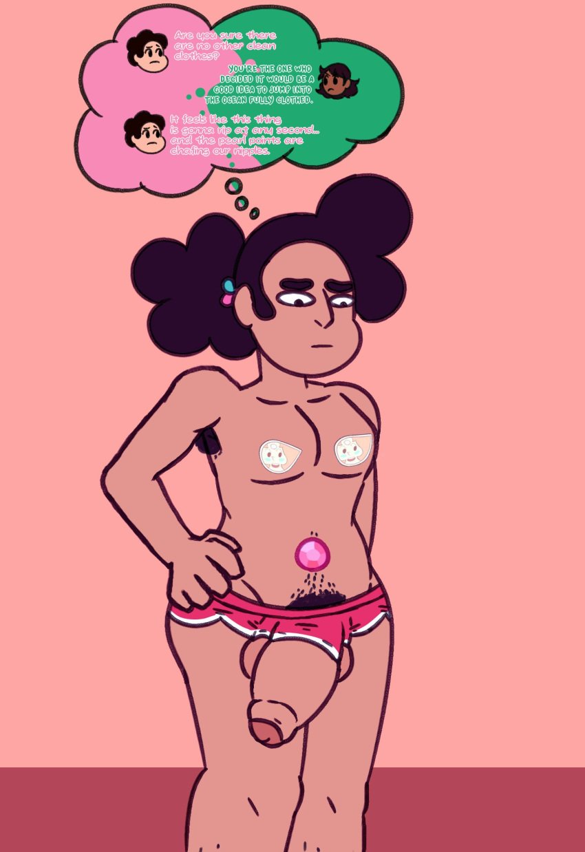 cartoon_network dwonksa futanari hairy_armpits steven_universe stevonnie stickers_on_body text_bubble tight_clothing