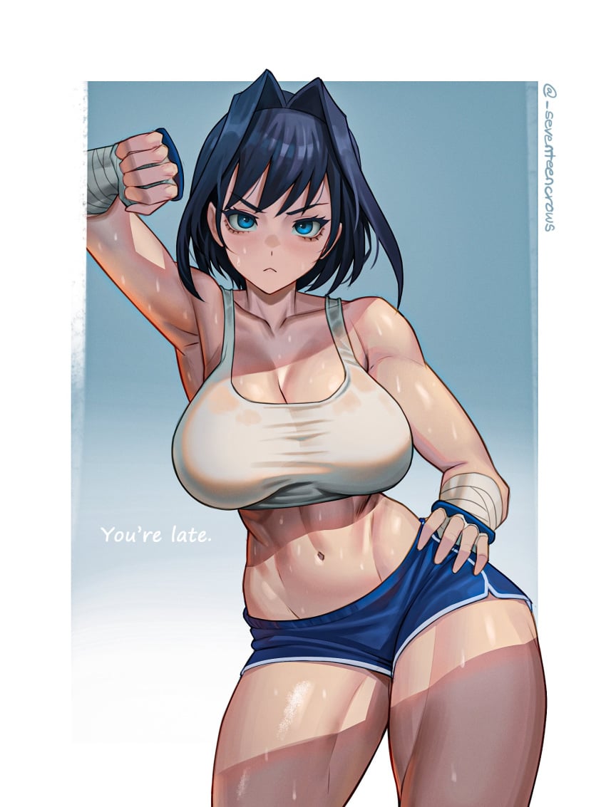 1girls 2d 2d_(artwork) athletic athletic_female big_breasts big_breasts blue_eyes blue_eyes_female blue_hair blue_hair_female breasts breasts clothed clothed_female female female_focus female_only frown frowning frowning_at_viewer hololive hololive_english hololive_english_-council- light-skinned_female light_skin looking_at_viewer ouro_kronii solo solo_female solo_focus sportswear standing thick_thighs thighs toned toned_female