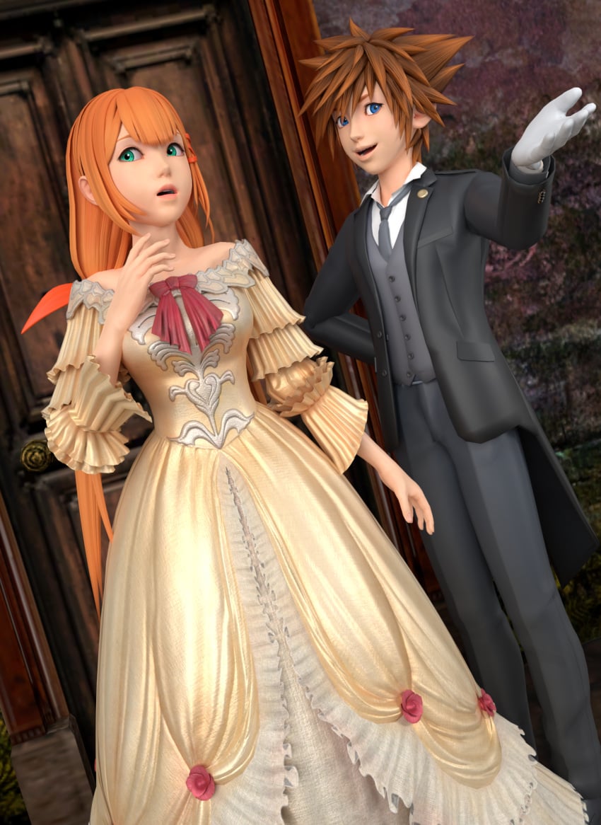 butler disney dress fancy_clothing kingdom_hearts mansion orange_hair sora sora_(kingdom_hearts) strelitzia suit tagme usbsantiago