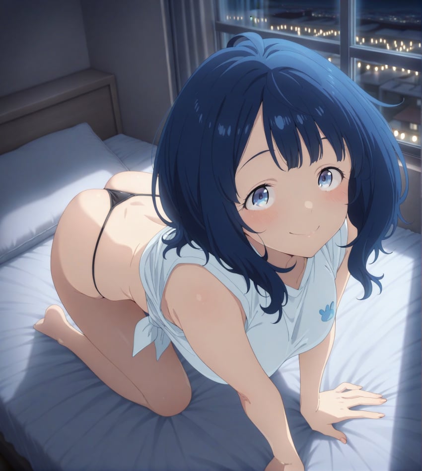 1female 1girls ass bed bedroom breasts female female_only light-skinned_female light_skin looking_at_viewer make_heroine_ga_oo_sugiru! solo solo_female yanami_anna