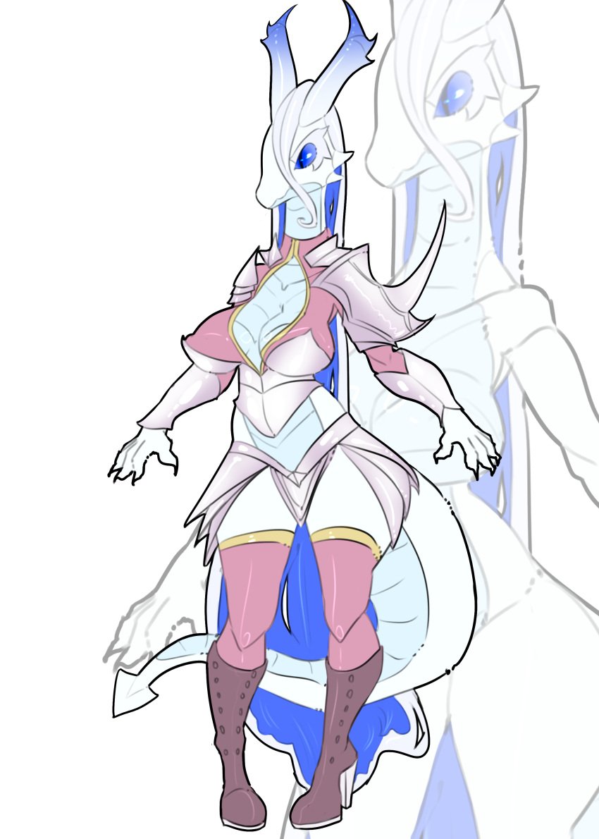 absurd_res anthro armor bisamon cleric clothing dragon female hi_res legwear mythological_creature mythological_scalie mythology paladin scalie solo stockings