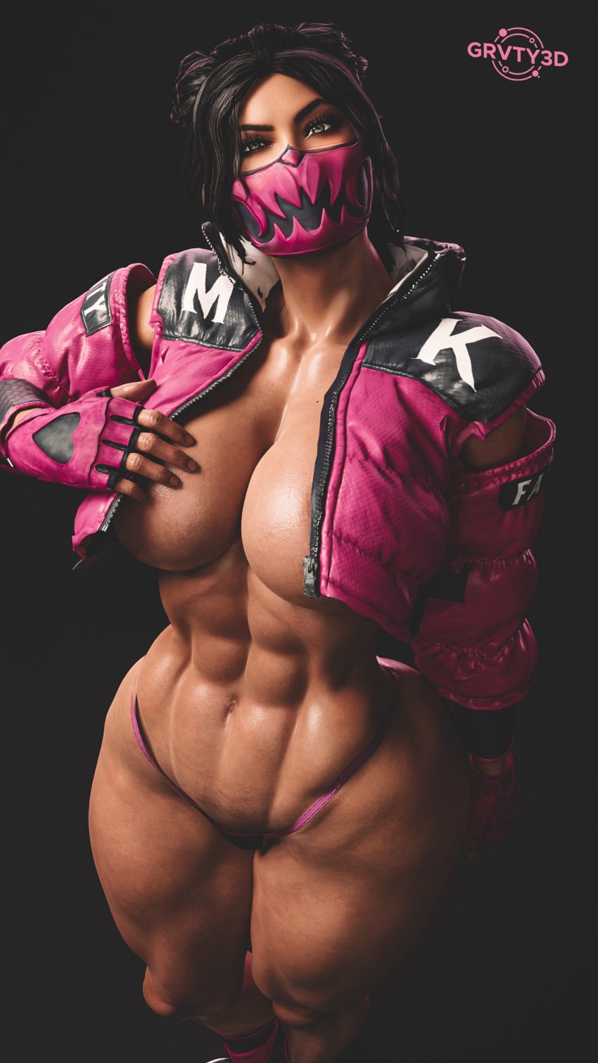 1girls 3d abs athletic_female female female_only grvty3d huge_breasts masked_female mileena mortal_kombat mortal_kombat_1_(2023) muscular_female solo