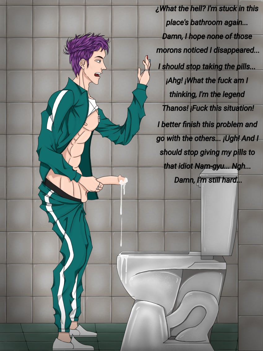 bathroom choi_su-bong confused drugged squid_game squid_game_2 thanos_(squid_game)