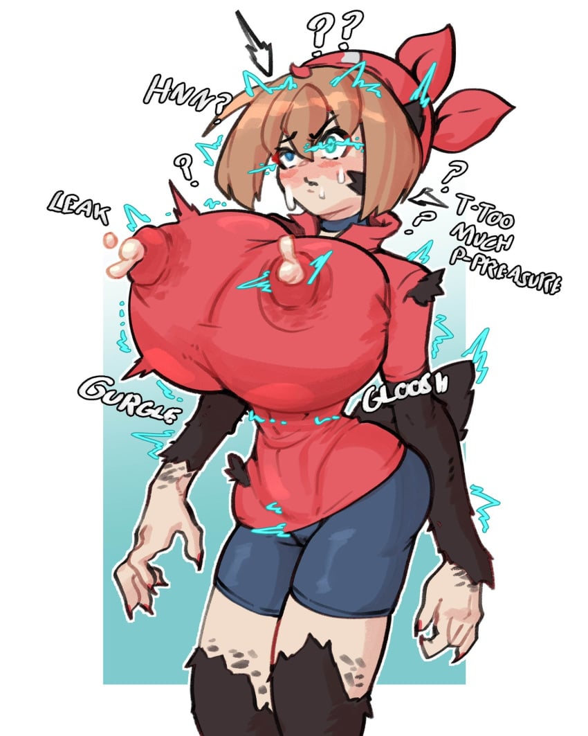 1girls ass big_breasts blue_eyes breasts brown_hair erect_nipples giant_breasts hourglass_figure huge_breasts lactation may_(pokemon) nintendo nipples nipples_visible_through_clothing pokemon pokemon_rse ripped_clothing the_varking thick_thighs thighs top_heavy transformation