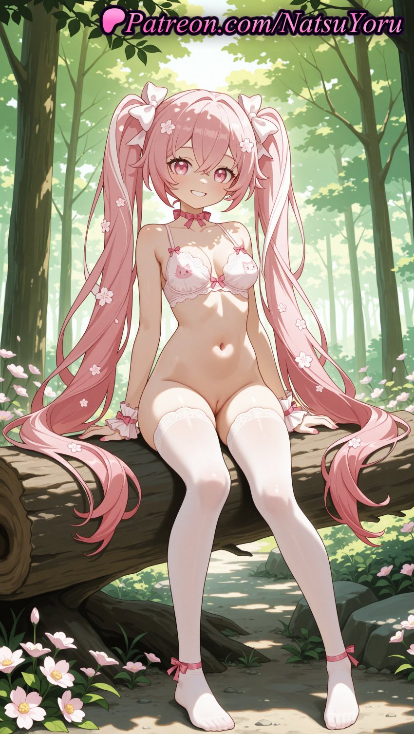 1girls ai_generated anime anime_style ankle_ribbon bangs bare_shoulders bikini_top bottomless bow bow_bra bra breasts bust busty choker cleavage cleft_of_venus clothing collarbone crossed_bangs day feet female female_focus female_only floral_print flower flowers foot_fetish forest frilled_bra full_body grin hair_between_eyes hair_flower hair_intakes hair_ornament hairbow hentai hi_res high_quality high_resolution highres hololive hololive_gamers hololive_gen_0 hololive_gen_1 hololive_japan leg_ribbon legs lingerie log long_hair looking_at_viewer medium_breasts natsuyoru nature navel no_shoes non-asian nopan outdoors paipan patreon pink_bow pink_choker pink_eyes pink_flower pink_hair pink_nails pink_ribbon plant pussy red_eyes ribbon ribbon_choker sakura_miko shaved_vagina sitting small_breasts smile solo solo_female stomach teeth thighhighs thighs toenails toes tree twintails uncensored underwear underwear_only vagina very_long_hair voluptuous voluptuous_female white_bow white_bra white_legwear white_thighhighs wrist_cuffs