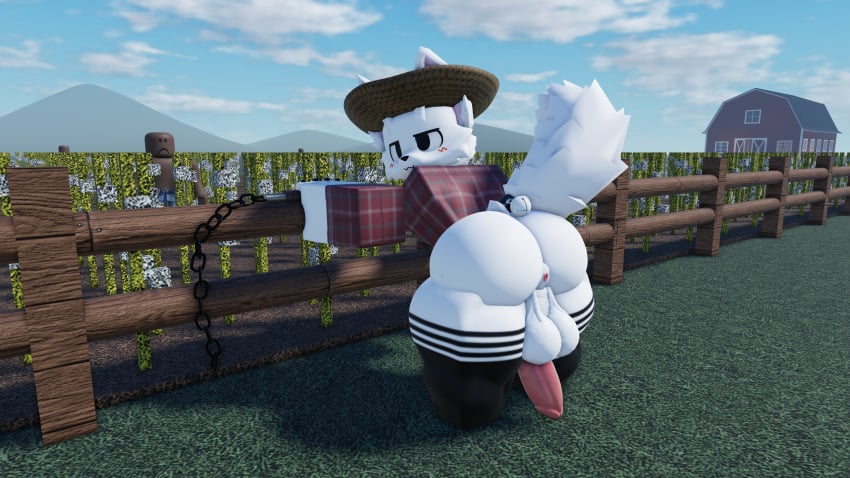 3d anthro anus ass ass_focus boykisser farm farmer femboy furry joke_art knotted_penis male_only roblox robloxian socks