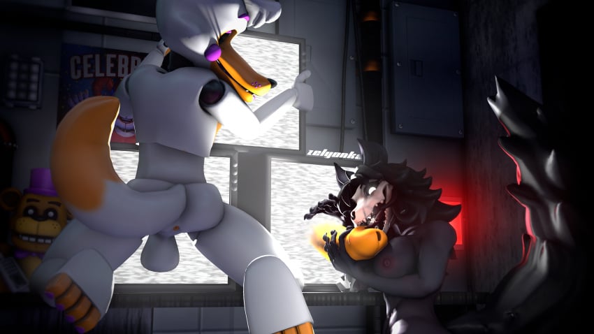 3d_(artwork) absurd_res animatronic anthro anus balls big_breasts big_penis black_body black_fur breasts canid canine claws digital_media_(artwork) duo electronics erection eyebrows female five_nights_at_freddy's five_nights_at_freddy's_world fox fredbear_(fnaf) fur furniture genitals glowing glowing_eyes hair happy hi_res holding_penis humanoid_genitalia humanoid_penis inside licking lolbit_(fnaf) long_hair looking_at_another looking_at_genitalia looking_at_partner looking_at_penis machine mal0 mal0_(species) male male/female mammal messy_hair nipples on_table open_mouth oral orange_anus orange_body orange_penis penile penis penis_lick plushie purple_eyebrows rear_view robot robot_anthro scottgames scp-1471-a scp_foundation sex sharp_teeth sister_location skulldog_(species) smile smiling_at_another smiling_at_partner source_filmmaker_(artwork) table tail teeth teleportation television tongue watermark white_body white_eyes white_hair zelyonka