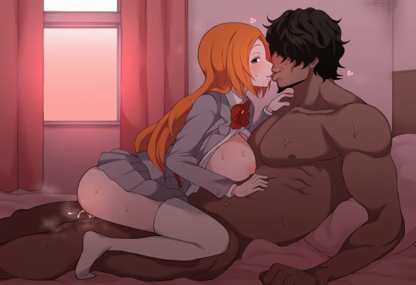 ai_generated bleach bleach:_the_thousand-year_blood_war dark-skinned_male dark_skin female inoue_orihime interracial light-skinned_female light_skin male mexican mexican_male netorare sex straight yasutora_sado