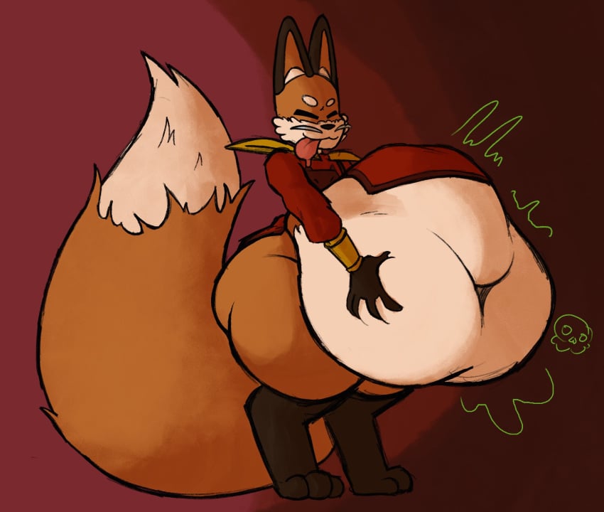 belly belly_overhang big_tail febberdoogl fox fox_humanoid fox_tail furry humanoid soft_vore vore