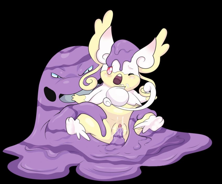 2016 ambiguous_gender audino black_background clitoris drooling eroborus female fur interspecies larger_male mega_audino mega_evolution muk nintendo nude one_eye_closed open_mouth penetration pokemon pussy pussy_juice red_eyes saliva simple_background smaller_female spread_legs spreading teeth tongue tuft vaginal_penetration video_games white_fur wink yellow_fur