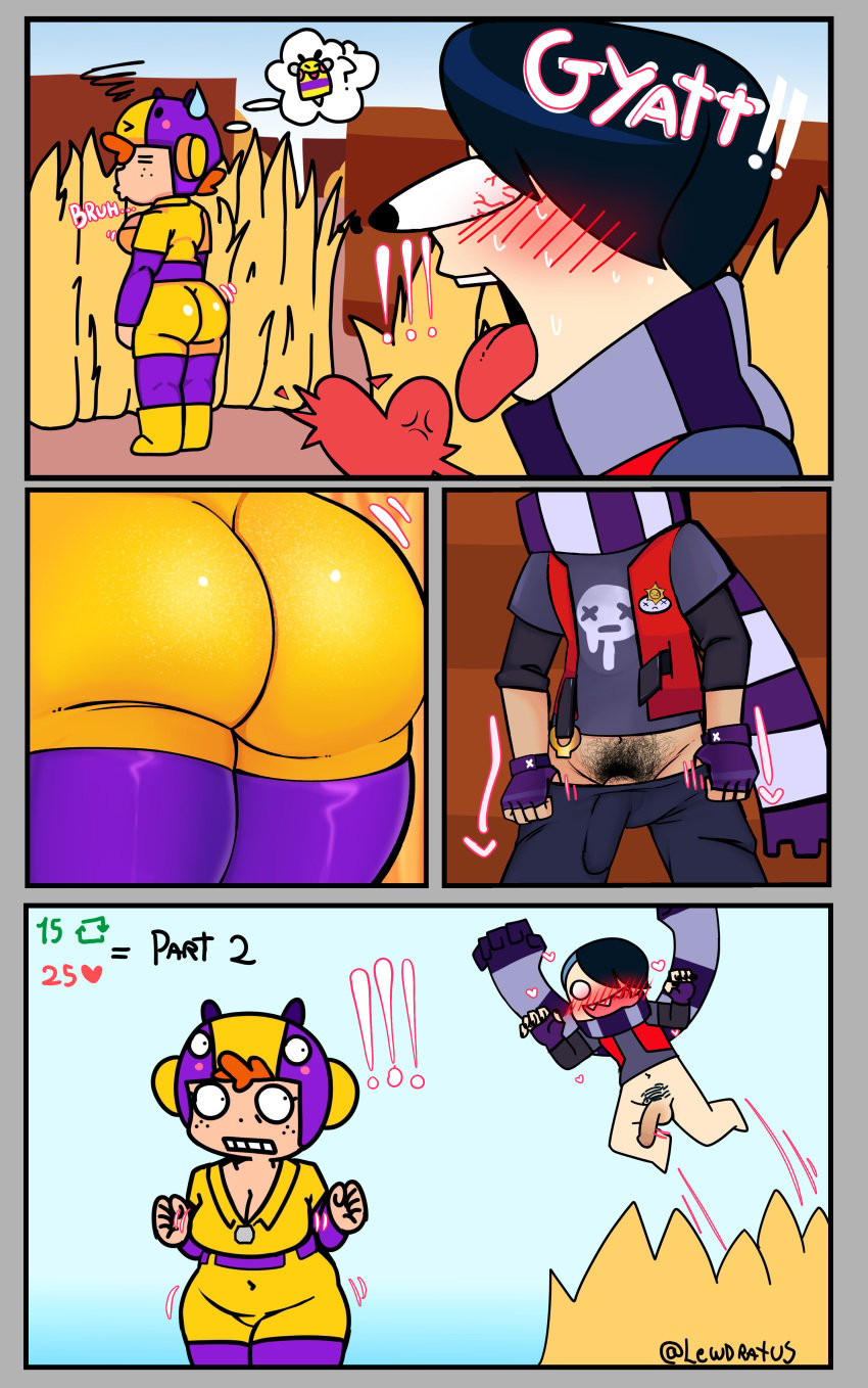 bea_(brawl_stars) big_ass big_breasts big_penis bottom_heavy brawl_stars colored comic edgar_(brawl_stars) fat fat_ass fat_butt female inminent_rape inminent_sex lewdratus rape supercell taking_off_pants valerednsfw