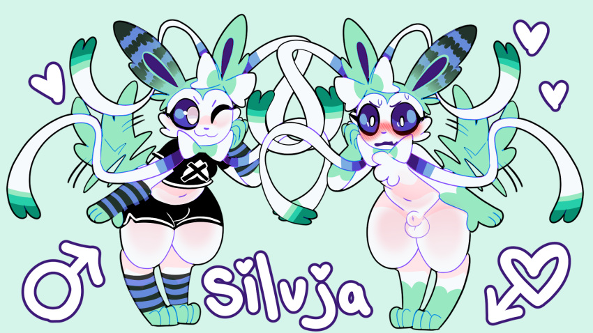 animal_genitalia clothing eeveelution femboy generation_6_pokemon genitals halfpricesouls hi_res leg_warmers legwear male nintendo pokemon pokemon_(species) sheath sylveon