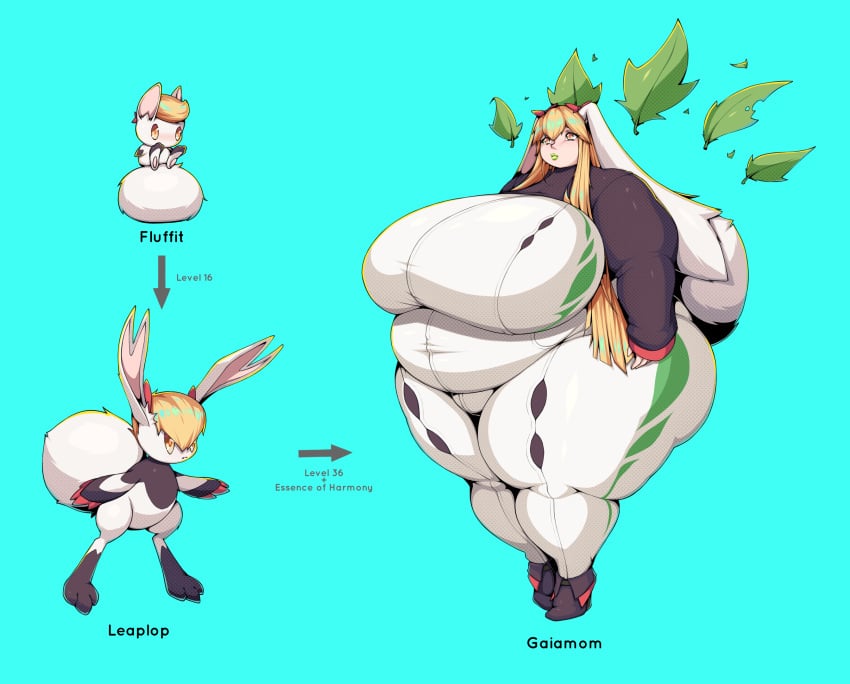 1girls ashiha_leaf bbw big_belly big_breasts blonde_hair bodysuit breasts bunny bunny_ears bunny_tail chubby clothed fakemon fat female huge_ass huge_belly huge_breasts milf nonude obese obese_female overweight overweight_female pale-skinned_female plump ssbbw thick thick_thighs tights voluptuous weight_gain white_clothing wide_hips