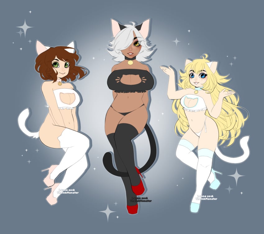 boobs breasts cat_cutout cleavage cleavage_cutout lady_shyniece lingerie oc original_characters princess_naomi queen_shyniece tamyra the_ink_monster