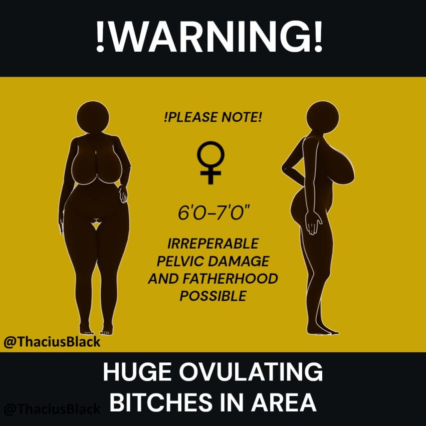 3d 3d_(artwork) 3d_model big_ass big_breasts black_body breeding huge_ass huge_breasts imminent_pregnancy imminent_rape imminent_sex larger_female orange_background taller_female taller_girl warning_sign warning_sign_person