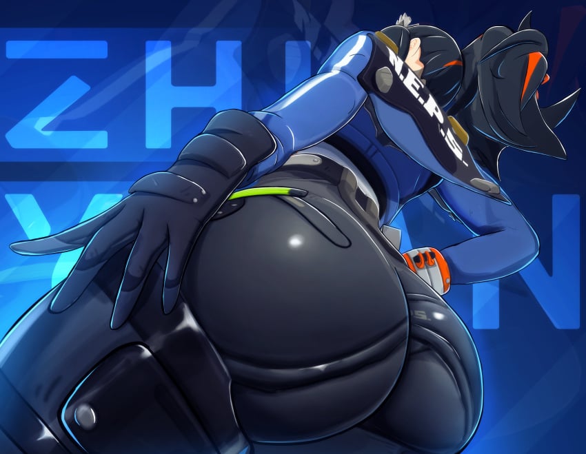 1girls 3d 3d_(artwork) ass ass_focus big_ass bottom_heavy bubble_butt clothing dat_ass deviantart fat_ass female female_only hand_on_hip huge_ass large_ass massive_ass png police policewoman sala3d solo thick_ass thick_thighs thunder_thighs tight_pants wide_hips zenless_zone_zero zhu_yuan