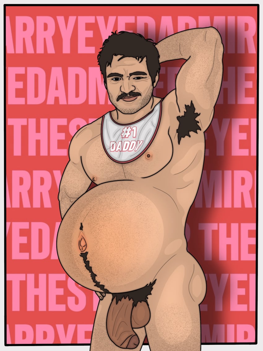 armpits bib big_navel dad_bod daddy daddy_kink gay hairy_belly hairy_body happy_trail male_only male_pregnancy male_solo mpreg pedro_pascal pregnant_male thestarry900