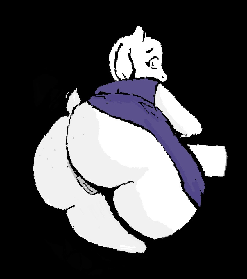 anthro anus anus_peek ass big_butt bottomless bovid caprine clothed clothing dress female fur genitals goat hi_res huge_butt jojispoon88 looking_back mammal mature_anthro mature_female narrowed_eyes partially_clothed pussy seductive solo surprised_expression tail toriel undertale_(series) white_body white_fur