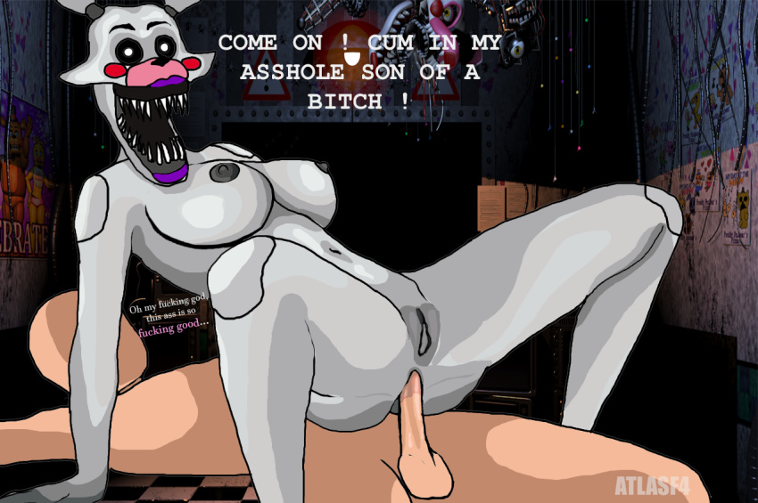 anal anal_sex animatronic ass atlasf4 big_breasts breasts canine dialogue female five_nights_at_freddy's five_nights_at_freddy's_2 five_nights_at_freddy's_4 fox heart love machine male mammal mangle_(fnaf) nightmare_mangle nipples nude open_mouth penetration penis robot scary sex straight text