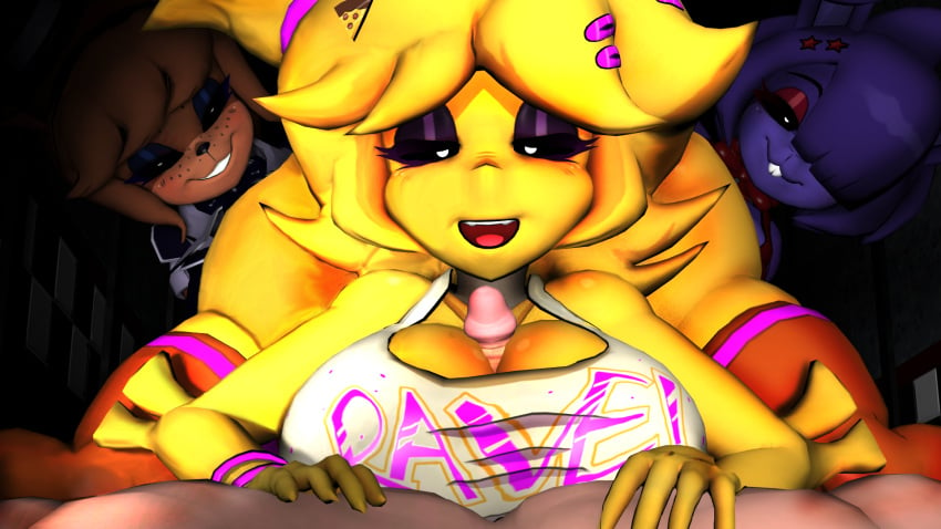 3d_(artwork) animatronic anthro ass avian bear bedroom_eyes big_breasts big_butt bird bonfie bonnie_(cally3d) bonnie_(fnaf) breast_play breasts brown_body cally3d_models canid chica_(cally3d) chica_(fnaf) chicken chiku clothed clothed/nude clothed_female clothing digital_media_(artwork) female female_on_human fingers five_nights_at_freddy's freddy_(fnaf) fredina's_nightclub fredina_(cally3d) frenni_fazclaire galliform gallus_(genus) genitals group hair half-closed_eyes hand_on_chest hat headgear headwear hi_res huge_butt human human_on_anthro inside interspecies lagomorph leafytheleafer leporid looking_at_viewer machine male male/female mammal narrowed_eyes nude nude_male open_mouth paizuri penis phasianid rabbit robot scottgames seductive sex smile thick_thighs yellow_body