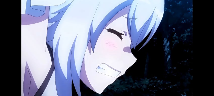 anime_screencap closed_eyes clothed clothes forrest hand_up hyakkiya_tantei_jimusho_hyakkiya_hikari_no_youkai_jikenbo karada_de_kaiketsu_hyakkiya_tantei_jimusho monster_girl ova screenshot teeth wearing_clothes white_hair