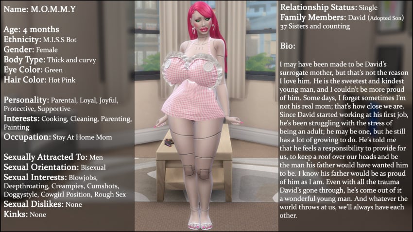 3d big_lips bimbo bimbo_body bimbo_lips character_sheet curvy curvy_body curvy_female curvy_figure curvy_hips curvy_thighs english english_text grey_skin high_heel_sandals high_heels high_resolution maid_apron maid_outfit maid_uniform miss_bots_(sim_doe) original_character original_characters pink_hair robot robot_girl robot_humanoid sagging_breasts saggy_breasts sim_doe sims sims4 sims_4 text the_sims the_sims_4 thick thick_hips thick_legs thick_thighs