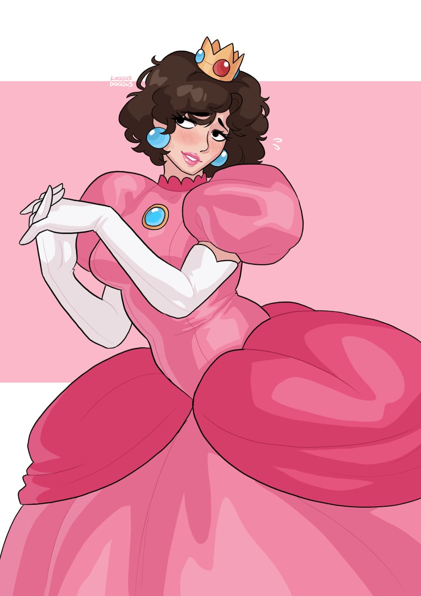 1boy androgynous blue_earrings blushing breedable_hips brown_eyes brown_hair commission cosplay costume crossdressing crossdressing_(mtf) curly_hair cute embarrassed_expression eyelashes femboy feminine_male forced_feminization genderswap genderswap_(mtf) light-skinned_femboy loggus_doggus nicky_peachynicky64 nintendo oc original_character peachynicky64 pink_clothing pink_lips pose princess princess_peach princess_peach_(cosplay) royalty secretly_loves_it self_insert sfw sissy sissyfication snowbunny submissive submissive_femboy super_crown transfem twink white_gloves