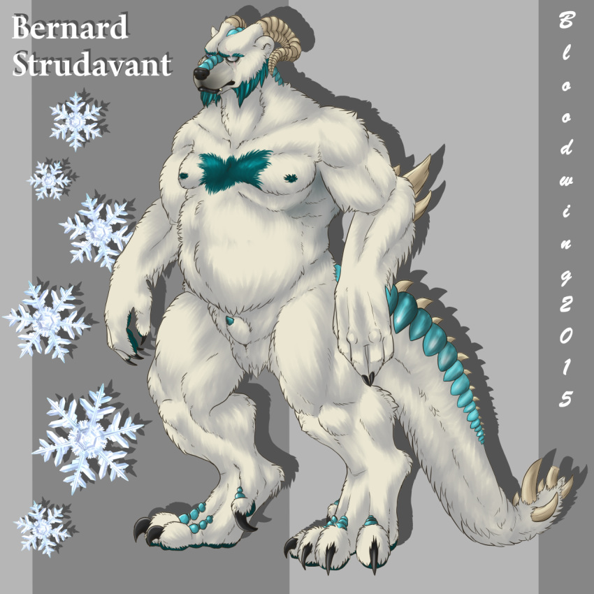 1boy balls bear bernard dragon full-length_portrait full_length hybrid male male_only mammal penis polar_bear portrait scar simona solo standing tagme