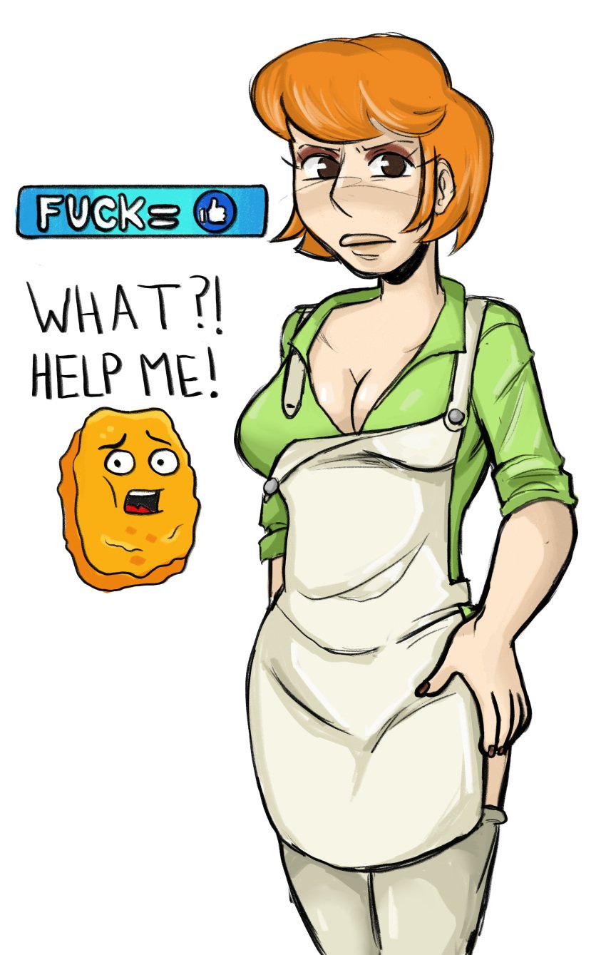 apron brainrot breasts cleavage martha_(max_design_pro) max_design_pro milf nugget_(max_design_pro) orange_hair