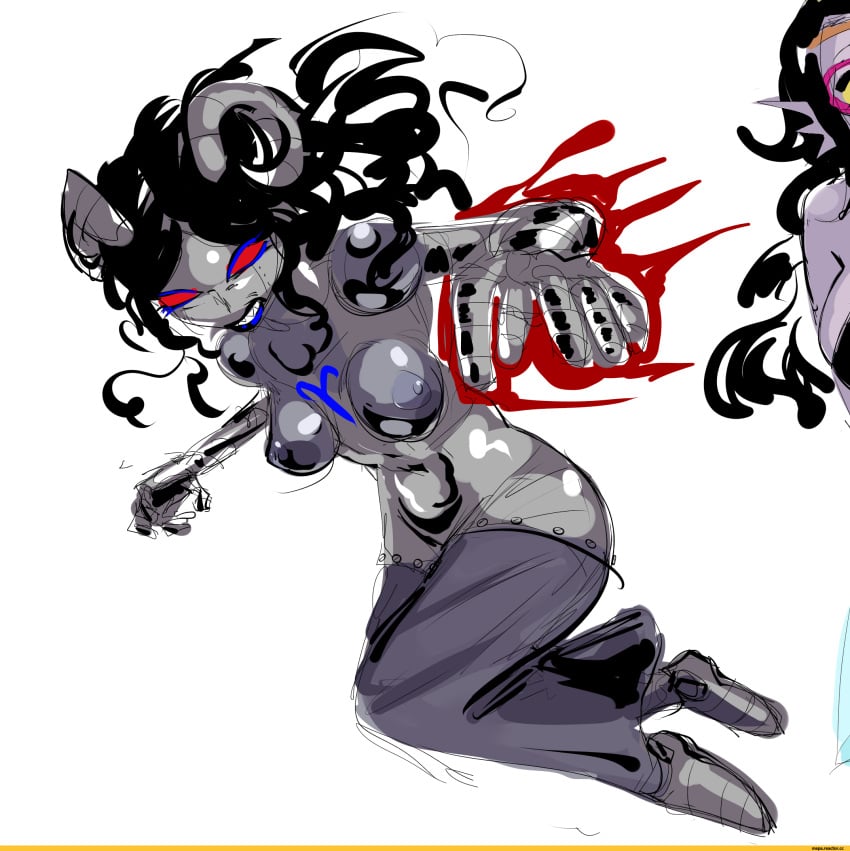 1girls alien alien_humanoid aradia_megido color colored dominus_ignis female female female_focus female_only full_color homestuck homestuck_troll horn horns humanoid humanoid_alien lipstick long_hair long_hair_female looking_at_viewer lysanthum makeup nipples nude nude_female sketch sketchy solo solo_female stockings thigh_highs thighhighs troll