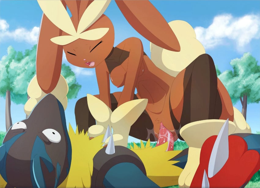 1boy 1girls animated breasts closed_eyes cum cum_in_pussy cum_inside domination duo female femdom fur furry interspecies lopunny lucario lying male masterploxy mega_evolution mega_lucario nintendo nipples open_mouth penetration pokemon pokemon_(species) pokemon_dppt pokemon_oras pokemon_xy pussy_juice red_fur spikes straight vaginal_penetration