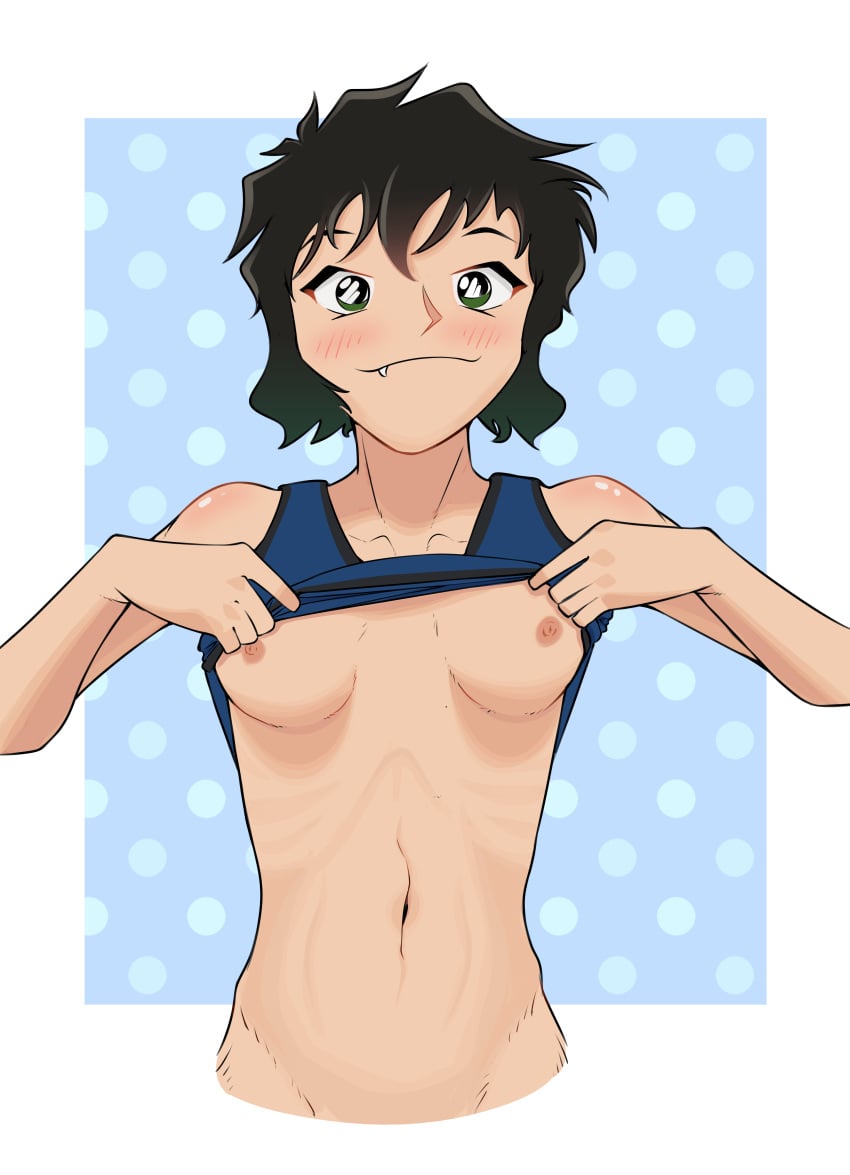 detective_conan female flashing flashing_breasts lifting lifting_shirt masumi_sera short_hair small_breasts